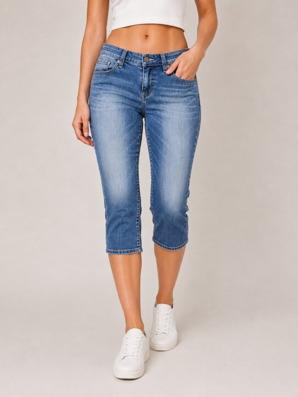 Rock & Republic Light Wash Stretch Capri Jeans Cropped Denim Size 30